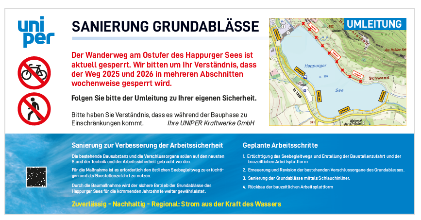 Sanierung Grundablässe am Stausee in Happurg